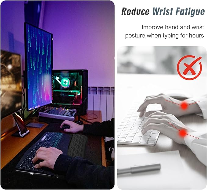 Wrist Rest with Keyboard Stand, Computer Wrist Support Pad,Ergonomic Tilted Keyboard Holder, Soft Memory Foam Desk Cushion, Palm Hand Typing for Office Home School (Starry Sky)