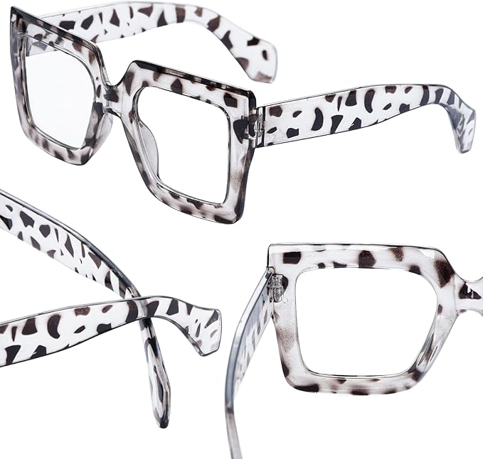 hoyuwak Oversized Square Blue Light Glasses Big Frame Computer Eyewear Thick Fashion Clear Glasses for Women Fashion
