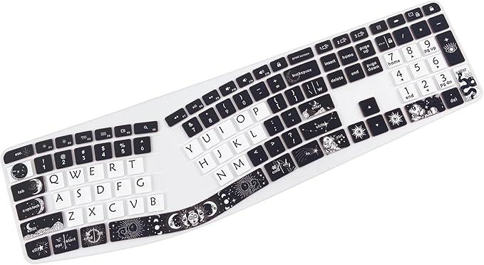 Cute Silicone Keyboard Cover for Logitech Ergo K860 Ergonomic Keyboard, US Layou, Sun and Moon