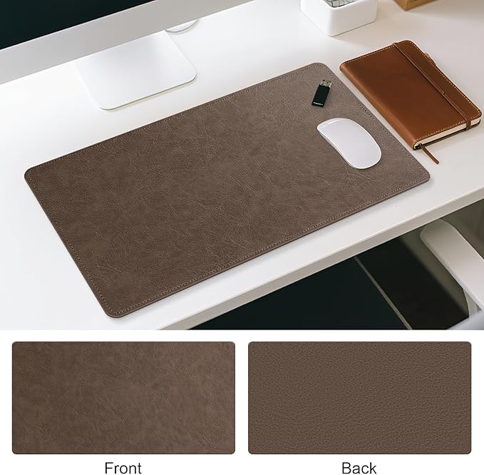 Imitation Crazy Horse Leather Desk Mat - Waterproof Desk Pad - Ideal for Large Mouse Pad and Desk Mats on Top of Desks (Chestnut+Chestnut, 33"*13")