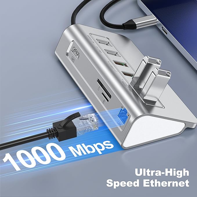 P9R PRO USB C Hub Ethernet, 10 in 1 USB Docking Station 10Gbps with 4K@60Hz HDMI, USB C and 2 USB A 3.2, LAN, 2 USB A 2.0, PD 100W, SD/TF Ports, USB to Ethernet Adapter for PC, iPhone 16/15, Mac