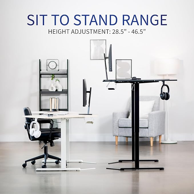 VIVO Electric Corner L-Shaped 47 x 47 in Standing Desk, Memory Height Adjustment, Black Top Black Frame, DESK-E1L94B