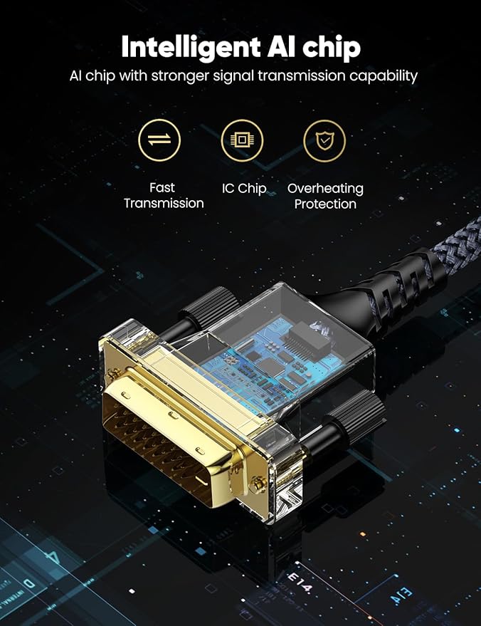 Capshi HDMI A to DVI Adapter Cable 10FT, High-Speed Gold-Plated Plug and Play Bi-Directional Nylon Braid 1080p, DVI to HDMI Adapter for Televison/Monitor/Video Card/Graphics Card