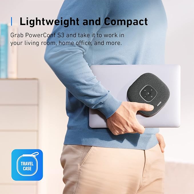Anker PowerConf S3 Speakerphone with 6 Mics, Enhanced Voice Pickup, 24H Call Time, App Control, Bluetooth 5, USB C, Conference Speaker Compatible with Leading Platforms, Home Office