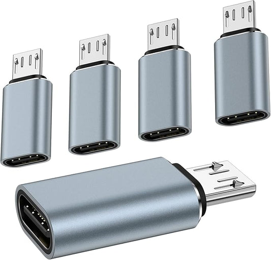 USB C to Micro USB Adapter, 5Pack USB Type C Female to Micro USB Male Convert Connector USB C to Micro B 2.0 Charge & Data Sync for Samsung Galaxy S7 Edge S7 S6 J7 Nexus 5 6 Note 5,Micro USB Devices