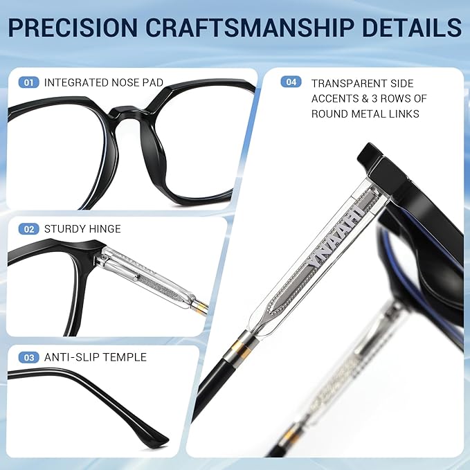 Blue Light Glasses for Men Women, 99% Blue Light Blocker, UV Protection. Ideal for Computer Use, Gaming, Reading.
