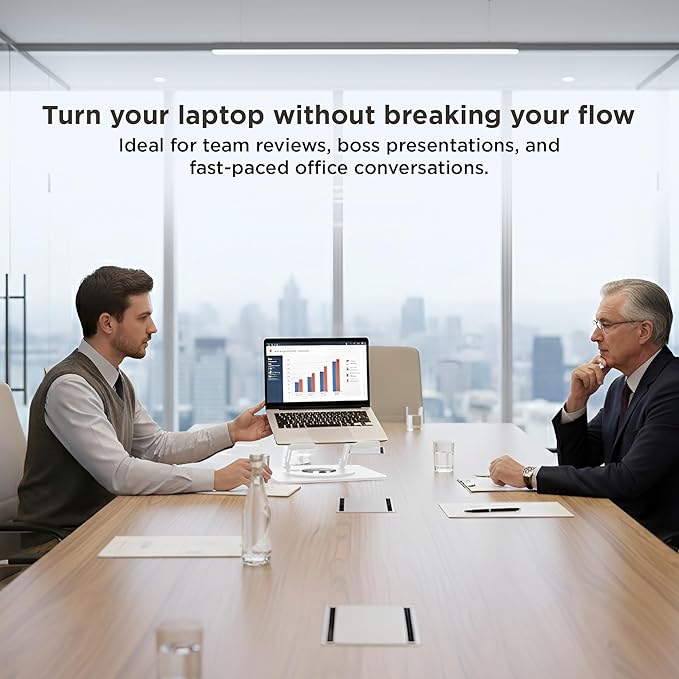 Uncaged Ergonomics Swivel Laptop Stand for Desk, Adjustable Computer iPad Stand for Desk w/ 360 Rotation, Portable Laptop Holder for Home Office Ergonomic Supplies (White)
