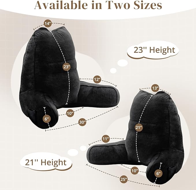 Sasttie Reading Pillow, Pillows for Reading or Relaxing – Ergonomic Support for Head, Neck, Back, and Lumbar, 21-Inch, Black