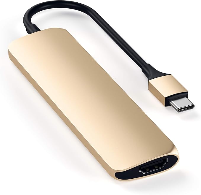 Satechi USB C Hub Multiport Adapter, USB-C Docking Station with 4K HDMI, 60W USBC PD Charging, 2 USB-A, for MacBook Air/Pro M5/M4, Dell, HP, Surface, Lenovo - Gold, Slim Classic