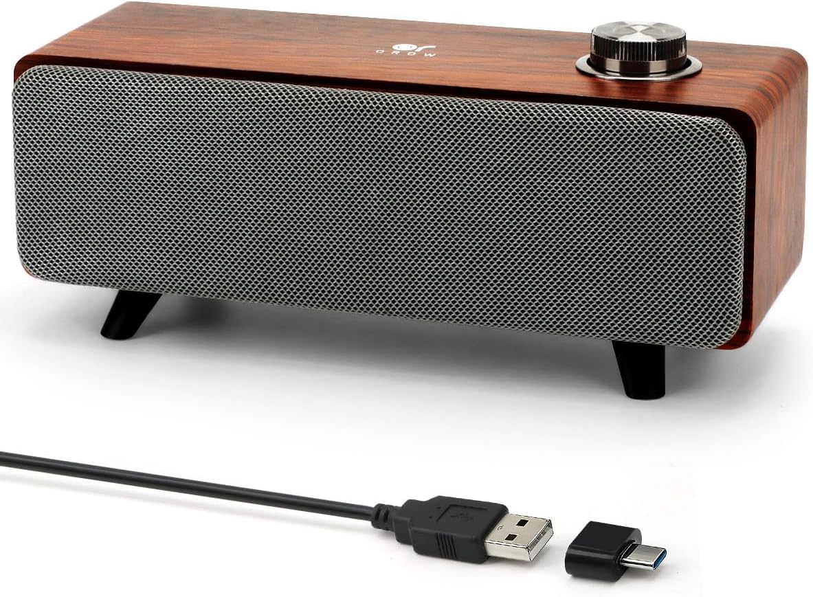 OR O R O W Computer Speakers,10W PC Speakers with Bluetooth,Stereo Sound & Enhanced Bass,USB Laptop Speakers,Sound Bar for PC, Phone and Mac(S207) (Brown)