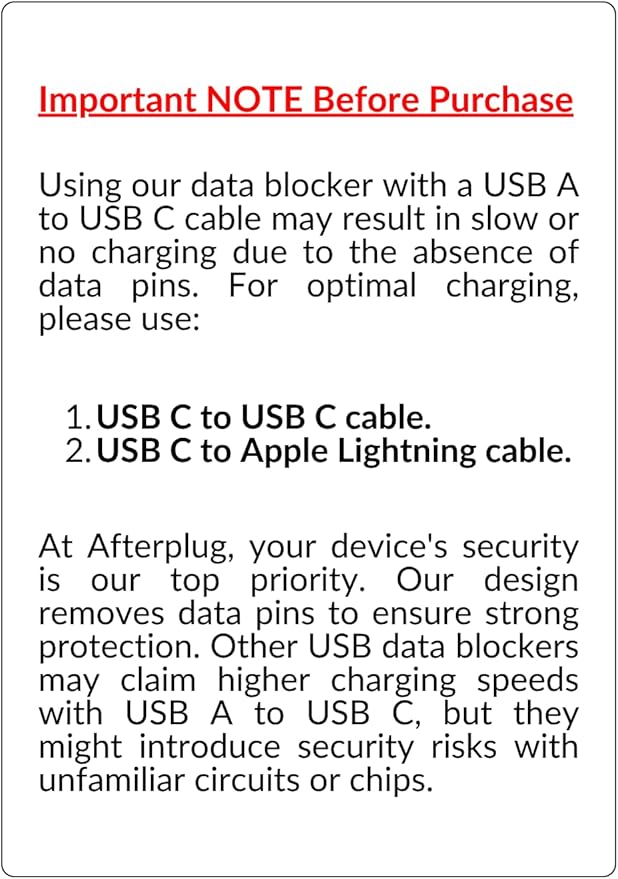 USB-C to USB-C Data Blocker, Anti Juice Jacking, for Charge-Only, Supports up to 240W PD Charging (2-Pack), Red