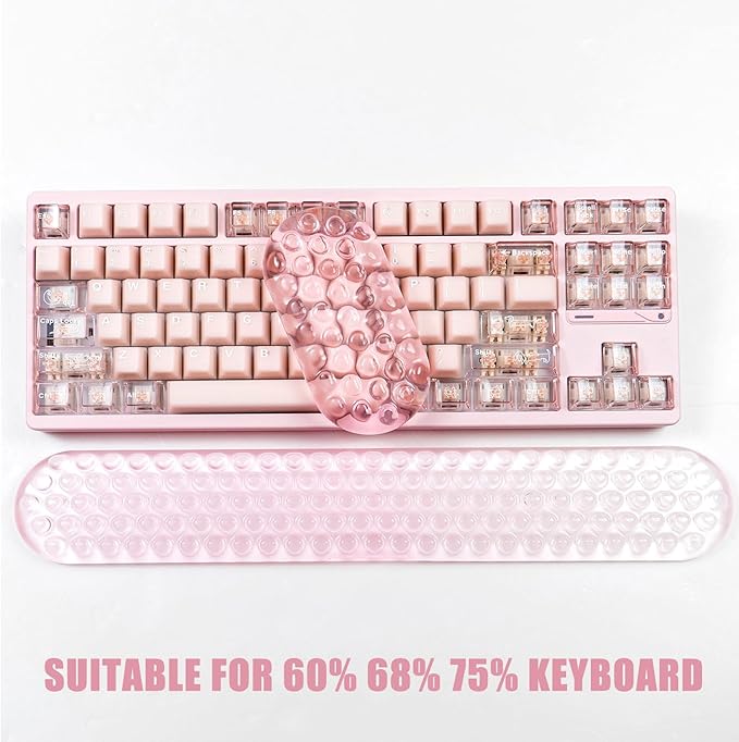 Ergonomic Gel Keyboard and Mouse Wrist Rest Set – Light Pink Wrist Rest for Computer Keyboard 75% 80%, Comfort & Support for Typing and Gaming