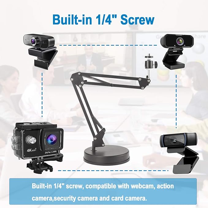 Webcam Stand,Camera Mount 22 Inch Suspension Boom Scissor Arm Stand,for Webcam C925e C922x C922 C930e C930 C920 C615,Hero 8/7/6/5,Ultra/Pro/Pro 2/Pro 3/Brio 4K,DSLR Camera