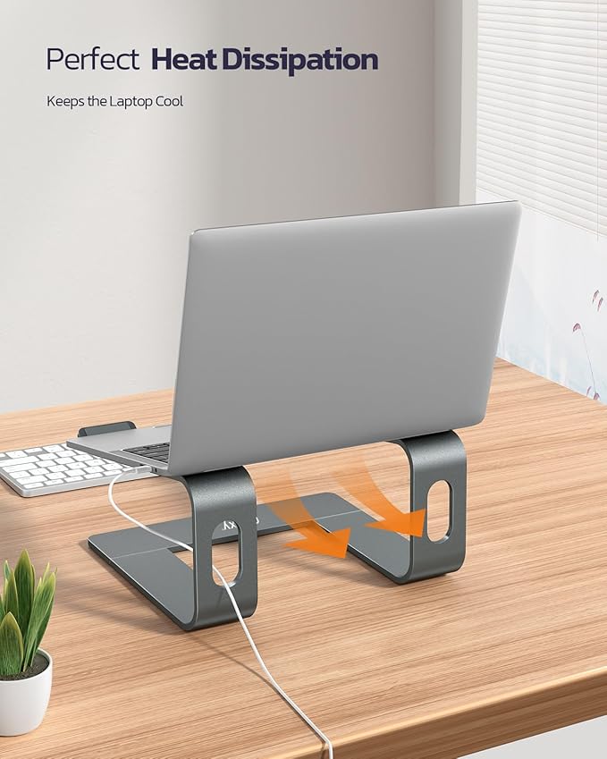 Nulaxy Fully Aluminum Detachable Laptop Stand, Ergonomic Ventilated Cooling Laptop Holder Computer Riser for Desk, Anti-Slip Design Notebook Stand Compatible with All 10-16" MacBook/Dell XPS/HP/Lenovo