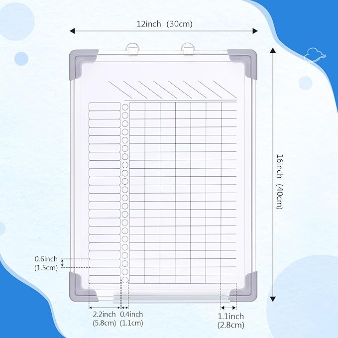 Janlaugh 16" x 12" Magnetic Chore Chart Dry Erase Whiteboard Magnetic to Do List Chore Board with Lines Double Sided Weekly Calendar with Frame 8 Marker 1 Eraser for Family Multiple Adults