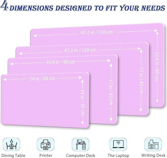 47.2" x 23.6" Large Desk Pad Mat - Non-Slip PU Leather Desk Mat, Large Mouse Pad, Computer Mat for Keyboard Mouse, Waterproof Desk Writing Mat (Violet)