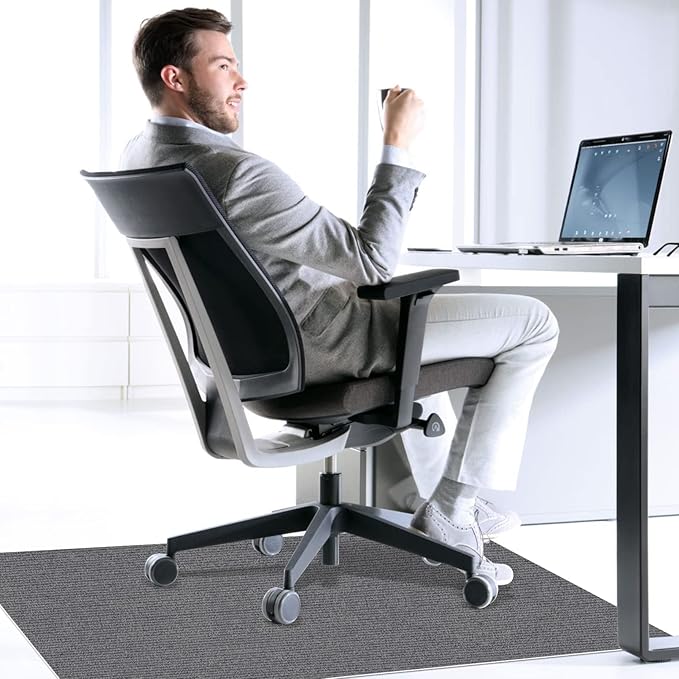 Sycoodeal Office Chair Mat for Hardwood Floor,Office Computer Gaming Chair Mat for Tile Floor,Large Floor Protector Rug,Anti-Slip,Easy to Clean,Grey(40"x48")
