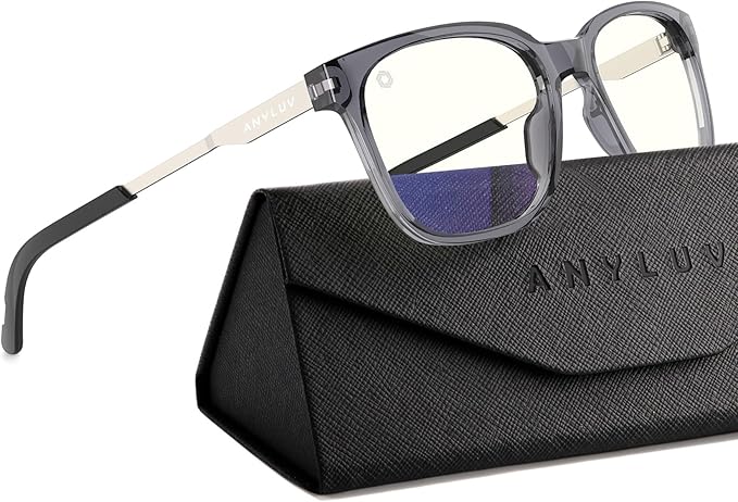 ANYLUV Blue Light Glasses for Men, Lightweight Computer Gaming Glasses, Stylish Anti Eyestrain Blue Light Blocking Men