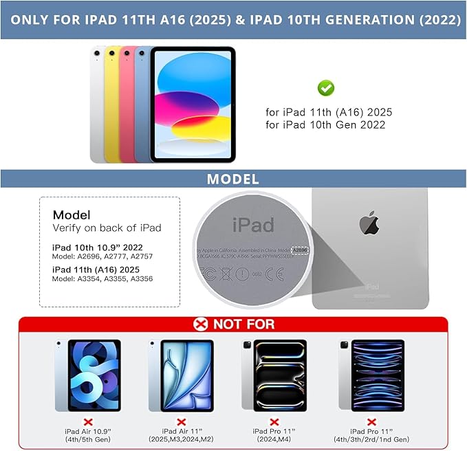 for iPad 11th(A16, 2025)/10th Generation Case with Keyboard, Magic Keyboard 2022, Springy Backlit Keys, Stain-Resistant Surface, Multi-Touch Trackpad, Blue