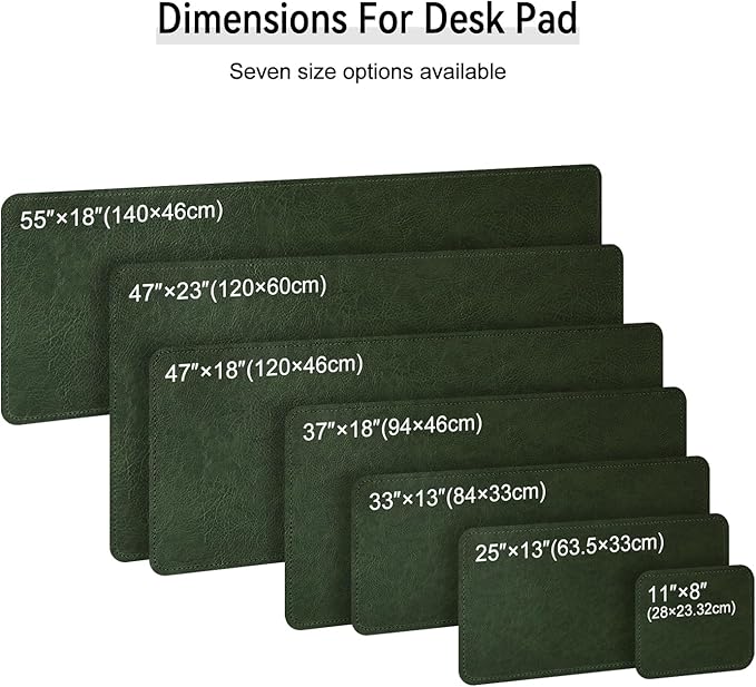 Imitation Crazy Horse Leather Desk Mat - Waterproof Desk Pad - Ideal for Large Mouse Pad and Desk Mats on Top of Desks (Green+Gray, 33"*13")