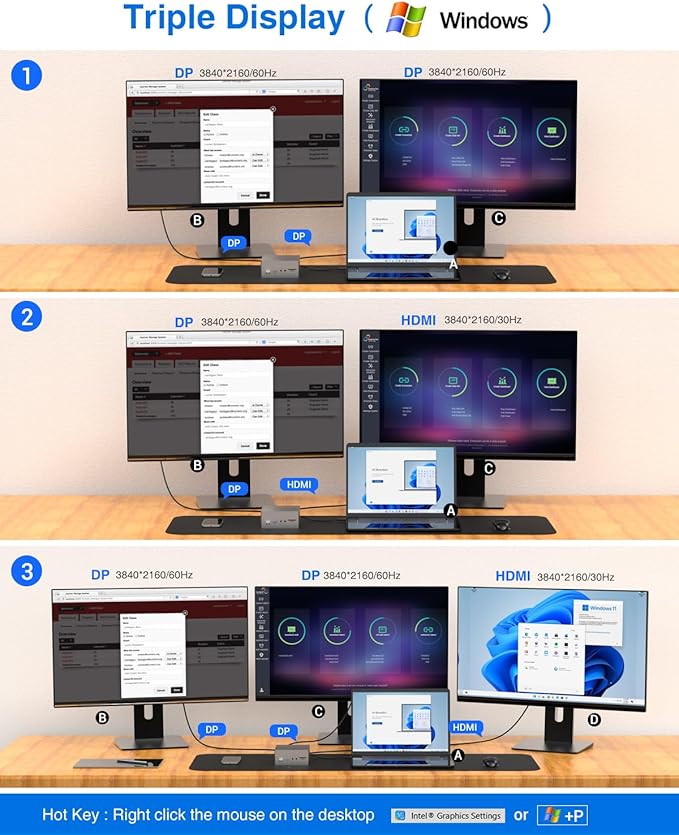 Tiergrade Upgraded Universal USB-C 4K Triple Display Docking Station with Charging Support for MacBook Pro & Windows Type C Systems (2 4K DP, HDMI, 6 USB Ports, 60W USB PD),Extended Display for macOS