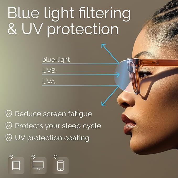 miyya Blue Light Glasses for Women & Men – Oversized UV & Blue Light Blocker Chunky Frames, Stylish Eyewear Accessories