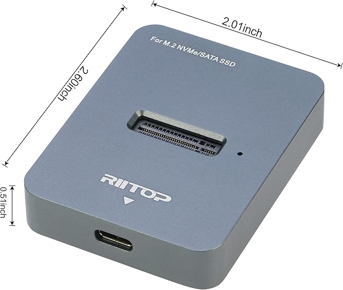 RIITOP M.2 to USB Docking Station, NVMe to USB-C Reader Adapter for Both M.2 (M Key) NVMe SSD and (B+M Key) SATA-Based SSD Enclosure