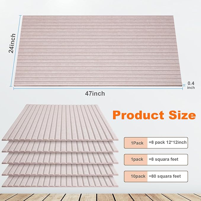 10 Pack Large Acoustic Panels 47"x24"x0.4" Peel and Stick Soundproof Wall Panels Self Adhesive Sound Absorbing Foam Wall Panel High Density Acoustic Ceiling Panel for Bedroom Home Studio Office, Camel