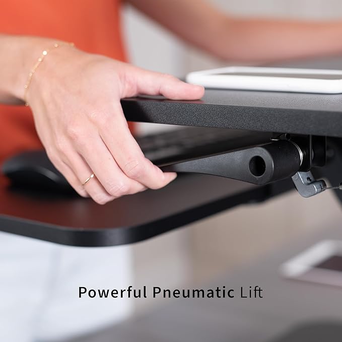 VIVO Black Height Adjustable 25 inch Standing Desk Converter, Compact Sit Stand Tabletop Monitor Riser Workstation, DESK-V001G