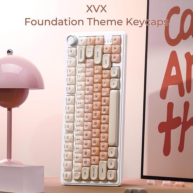 OHY PBT Keycaps, XVX Pink Jelly Foundation HOA Profile, 132-Key Cute Custom Keycaps (for Mechanical Keyboards with Cherry/Gateron MX Switches)-Flesh Pink（ONLY KEYCAPS）