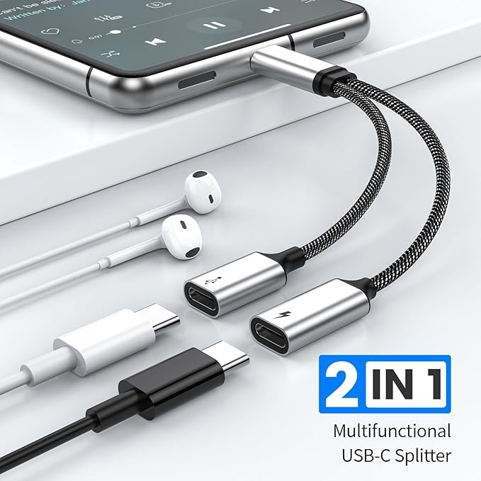 MOGOOD USB C Splitter Type C Y Splitter Cable(NOT for Monitor) C Male to 2USB-C Female Cord (Charging Split NOT Supported) Double USB C Port Hub for Mac,Xbox One,PS5,Quest3