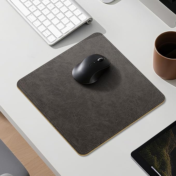 Imitation Crazy Horse Leather Desk Mat - Waterproof Desk Pad - Ideal for Large Mouse Pad and Desk Mats on Top of Desks (Terracotta+Yellow, 11"*8")