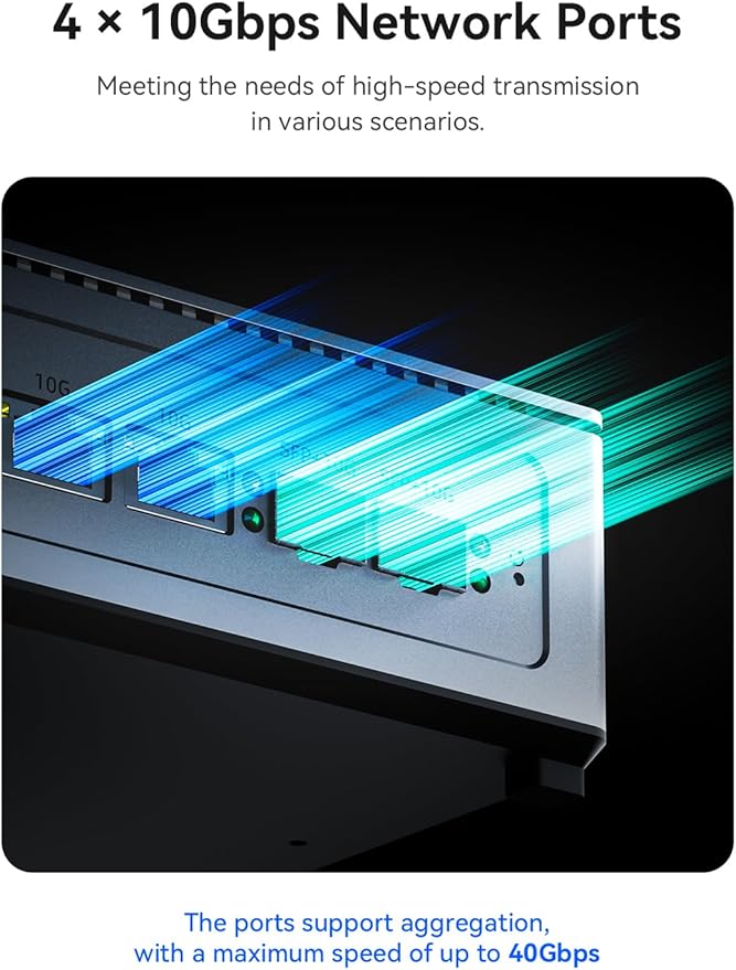 4-Bay All-Flash NAS Server with Intel i5-12450H | 32TB M.2 NVMe SSD NAS | 4X 10GbE Network Storage | 64GB Expandable Memory | Personal Cloud/Home NAS | HDMI/Mini-DP 4K@60Hz Output (Diskless)