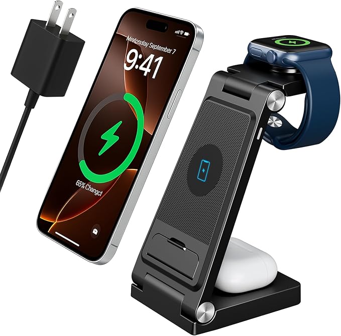2026 Traveling Portable Wireless Fast Charger for Apple & Android Charging Station,3 in 1 Charging for iPhone 17 16 15 14 13 12, Apple Watch Series & Air pods 4 3 2 Pro,Samsung Galaxy-Gifts for Family
