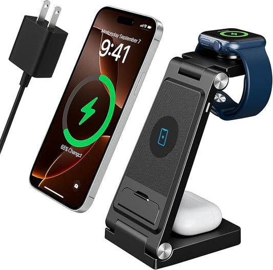 2026 Traveling Portable Wireless Fast Charger for Apple & Android Charging Station,3 in 1 Charging for iPhone 17 16 15 14 13 12, Apple Watch Series & Air pods 4 3 2 Pro,Samsung Galaxy-Gifts for Family