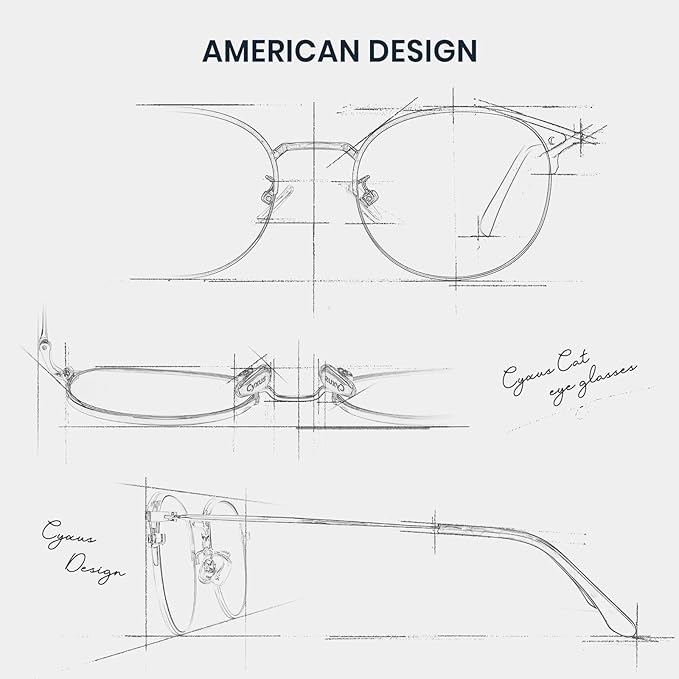 Cyxus Blue Light Glasses for Men and Women, Round Metal Frame Computer Eyeglasses for Office, Gaming, Reading 8090