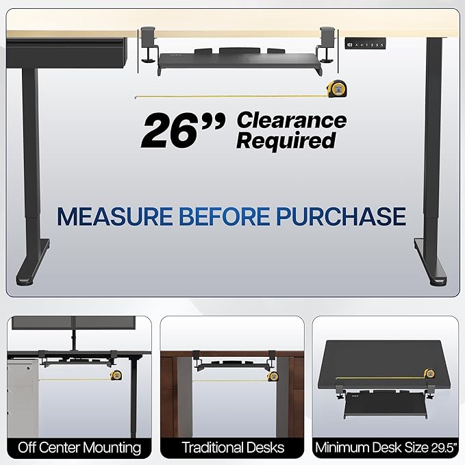 VIVO Small Keyboard Tray, Under Desk Pull Out with Extra Sturdy C Clamp Mount System, 20 (26 Including Clamps) x 11 inch Slide-Out Computer Platform Drawer, White, MOUNT-KB05ES-W