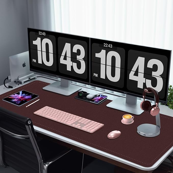 47.2" x 23.6" Large Desk Pad Mat - Non-Slip PU Leather Desk Mat, Large Mouse Pad, Computer Mat for Keyboard Mouse, Waterproof Desk Writing Mat (Brown Coffee)
