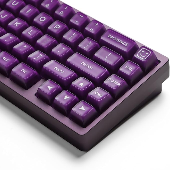 ULTRAEQUIP Purple Jade Keycaps 142 Keys Double Shot PBT Keycaps RSA Profile, Translucent Green Shine Through, Custom Set for ISO ANSI 60, 75, 80, 95, 100% Mechanical Keyboard