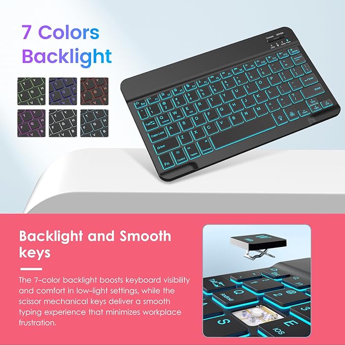 VIKESI Keyboard Case for iPad (A16,2025) 11th Generation/iPad 10th Generation Case (10.9" 2022), Premium Leather Smart Cover, Built-in Breathing Light, Function Row, Card Slots - Watermelon red