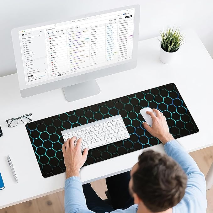 Gaming Mouse Pad - (31.5"×11.8") Honeycomb Large Mouse Pads for Desk - Desk Mat for Keyboard and Mouse with Non-Slip Base, Desks Pad Matfor Game/Office & Home