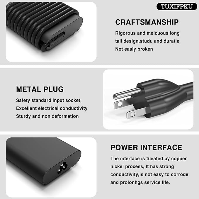 65W USB C Laptop Charger Compatible with Dell Latitude 5420 5520 5530 5550 5540 5430 5450 5440 7420 2-in-1 7430 7440 Inspiron 14 2-in-1 Chromebook 3100 XPS 13 60W Type C Power Cord