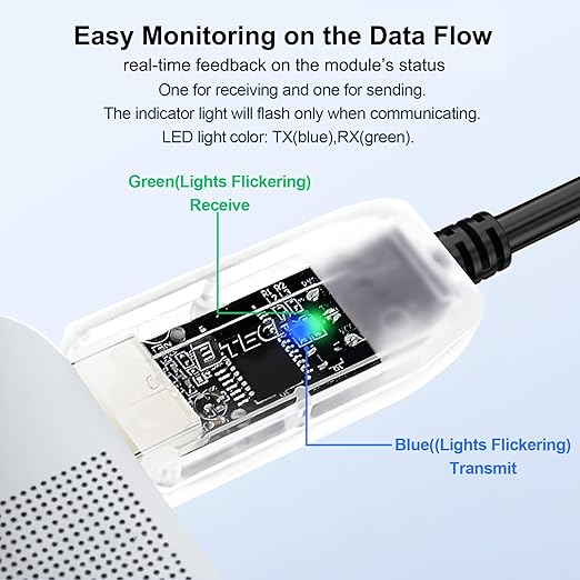 DTECH USB to TTL Serial Cable Adapter FTDI Chip 3.3V 3 Pin LED Indicators UART Debug Converter FT232RNL IC Output 3V3 Signal Level for Windows 11 10 8 7 XP MAC Linux Easy Debugging Programming, 6ft