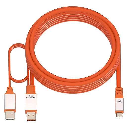 OkyLink 15ft (5M) USB 3.2 Gen 2 Type A to Type C Male to Male Cable - 10Gbps Long Range with External Power, Orange