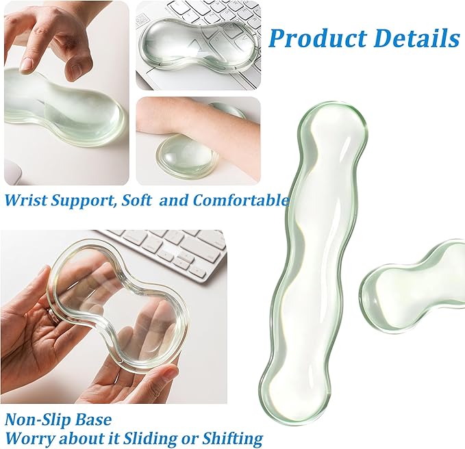 Gel Keyboard Wrist Rest Set, Clear Wrist Rest for Keyboard and Mouse, Ergonomic Keyboard Mouse Wrist Rest for Typing Pain Relief, Suitable for Office, Gaming, Computer, Laptop - Purple