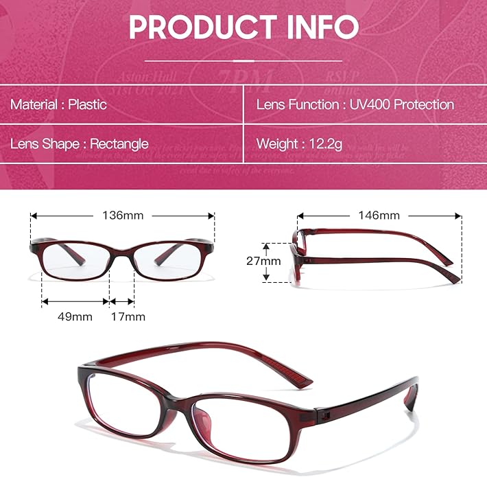 SODQW Office-Siren Blue Light Glasses for Women, Rectangle Frame, Y2K Small Eyewear, Anti Eyestrain Computer Glasses