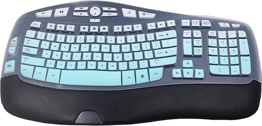 Ultra Thin Desktop PC Silicone Keyboard Cover Skin Protector Compatible with Logitech K350 MK550 MK570 Wireless Wave Keyboard (NOT for Other Desktop Keyboards) (Gradient Mint)
