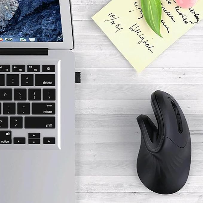 Ergonomic Mouse Wireless, Vertical Ergo Mouse, Rechargeable 2.4G Optical Vertical Mice with 6 Buttons 3 Adjustable 3200 DPI Cordless Mice for Large Hands for Mac PC Desktop Laptop Windows (Black)