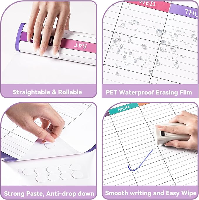 Large Dry Erase Calendar For Wall - Undated 3 Month Calendar, 28'' x 40'', Erasable & Reusable Laminated White Board With 8 Round Stickers, Vertical Layout for Office, Classroom and Home