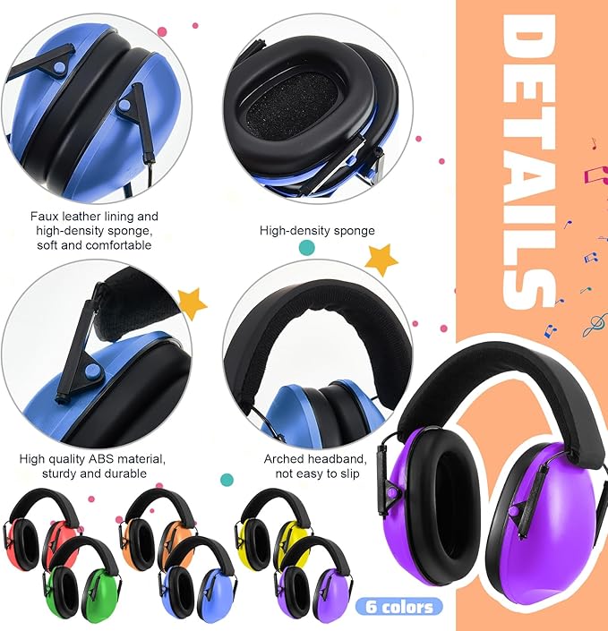 Amylove 12 Pcs Kids Ear Protection Noise Cancelling Headphones Ear Muffs Bulk 27db Adult Noise Reduction Hearing Earmuff(Universal Fit (kids & Adults),Rainbow Style)